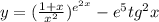 y = (\frac{1+x}{x^{2} } )^{e^{2x} } -e^{5} tg^{2} x