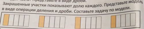 Закрашенный участке показывает долю каждого представьте модель виде операции деление дроби составьте