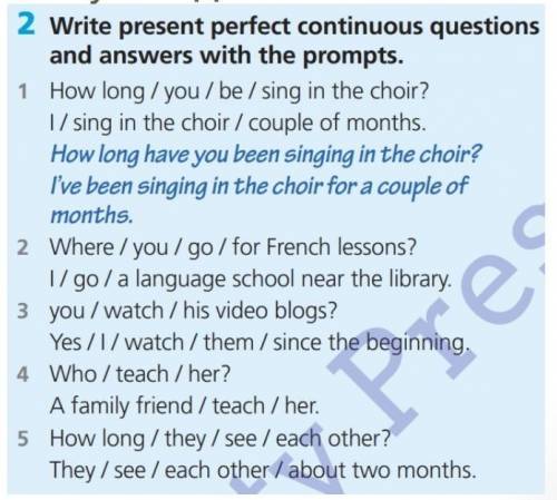 Write present perfect continuous questions