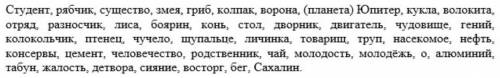 Создайте таблицу. Распределите данные имена существительные по таблице. ДАМ 15Б