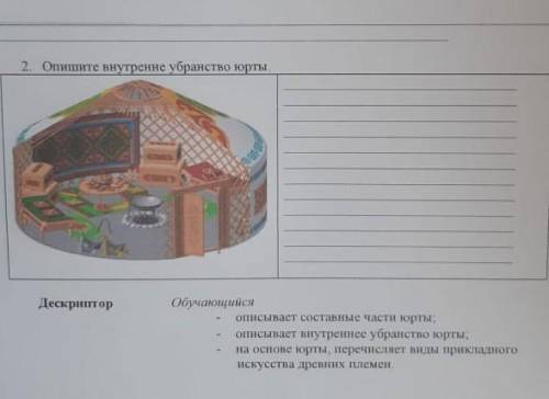 Опишите внутреннее убранство юрты ​