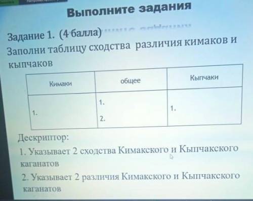 Заполни таблицу сходства и различия кимаков и кыпчаков РЕШИТЕ БУДУ БЛАГОДАРЕН, Задание 2. ​Составьте