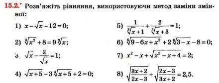 Алгебра 10 класс Різні прийоми розв'язування ірраціональних рівнянь та їх систем.15.2 (2,6,7), 15. 6