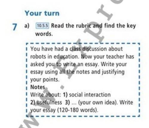 a) 10.5.5 Read the rubric and find the key words. i You have had a dass discussion about robots in e