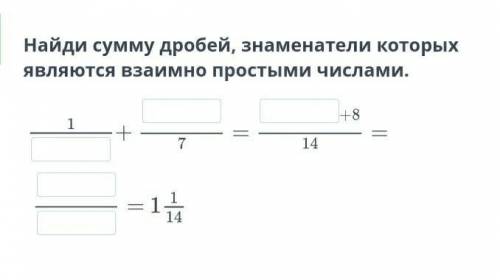 Найди сумму дробей, знаменатели которых являются взаимно простыми числами.​