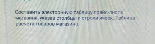 составить электронную таблицу прайс-листа магазина, указав столбцы и строки ячеек Таблица расчета то