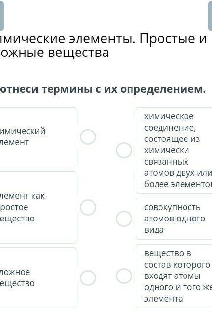 Химический элемент элемент как простое вещество химисеское соединение состоящее из​