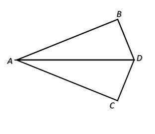 На рисунке ∠BDA=∠CDA и ∠BAD=∠CAD. AC=7 см, DC=6 см, AD=7,9 см На сколько сантиметров сторона AD боль