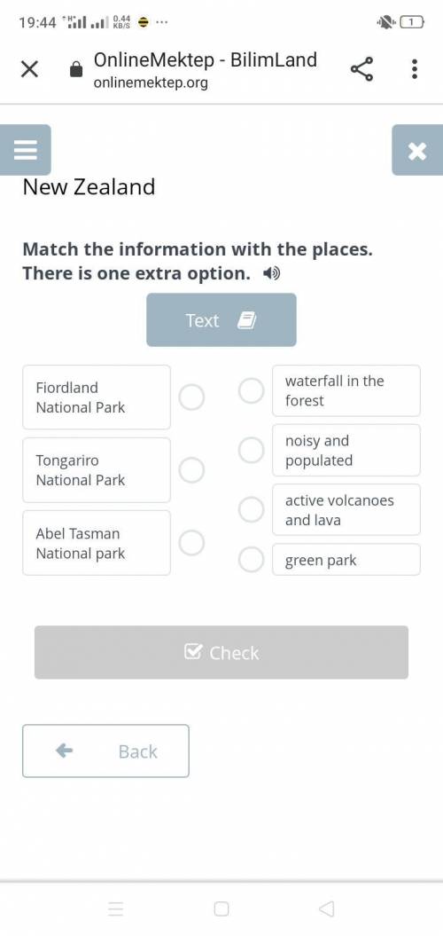 New Zealand Match the information with the places. There is one extra option.