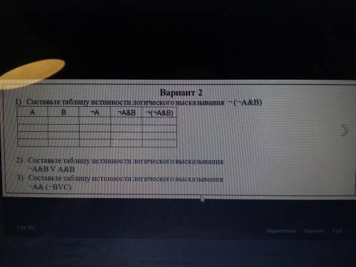 ТАБЛИЦА ИСТИННОСТИ ЛОГИЧЕСКОГО ВЫРАЖЕНИЯ