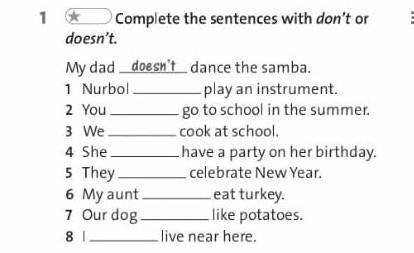 Complete the sentences with don't or dont's ​