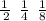 \frac{1}{ \: 2} \: \: \frac{1}{4} \: \: \frac{1}{8}