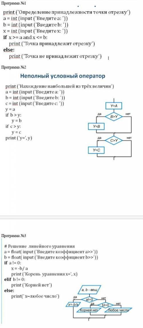 с информатикой 9 класс. Набрать три готовые программы на языке Python. изменить название переменных,
