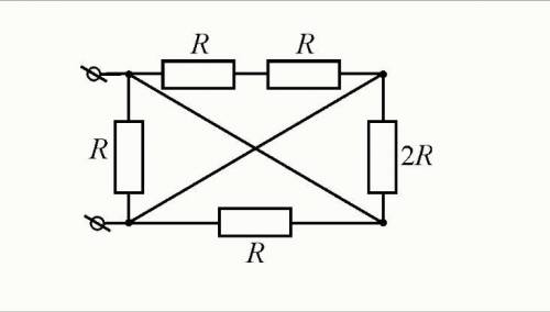 Найдите полное сопротивление участка цепи, если R=1 кОм. Электрический контакт между скрещенными про