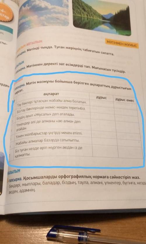 Біздің ауыл «Жусалы» деп аталады. Үлкендер әлі де алманы «аю алма» деп2HТЫЛЫМуаnсырма. Мәтін мазмұны