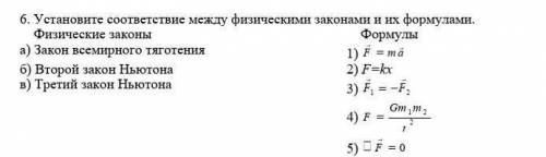 Установите соответствие между физическими законами и их формулами.​