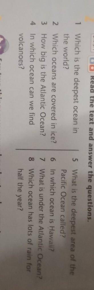 Read the text and answer the questions. 1 Which is the deepest ocean inthe world?2 Which oceans are