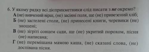 У якому рядку всі дієприкметники слід писати з не окремо​