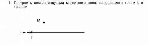 Построить вектор индукции магнитного поля, создаваемого током I, в точке M и объяснить почему​