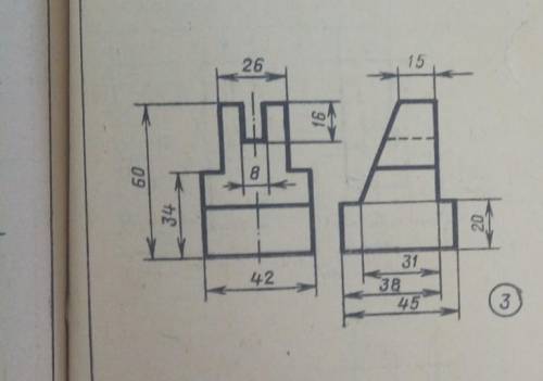 начертить 3 вид чертежа, буду благодарен