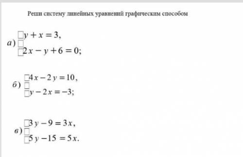 ..Реши систему линейных уравнений графическим ​