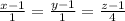 \frac{x-1}{1} = \frac{y-1}{1} = \frac{z-1}{4}