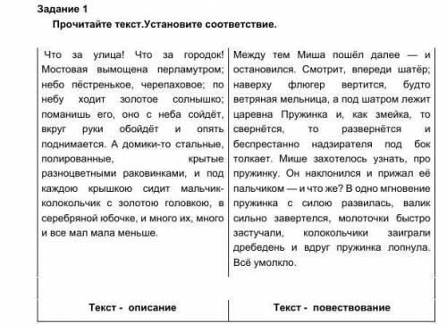 Задание 1 Прочитайте текст.Установите соответствие. 3 класс​