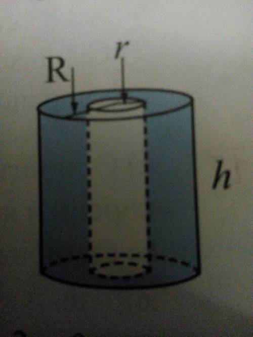 запишите выражение показывающее объём закрашенной части ,если объём цилиндра ,радиус основания котор