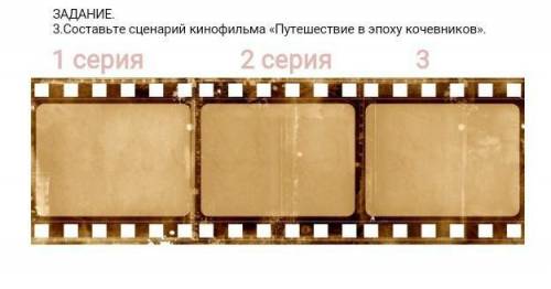 ЗАДАНИЕ.3.Составьте сценарий кинофильма «Путешествие в эпоху кочевников». (3 серии)​