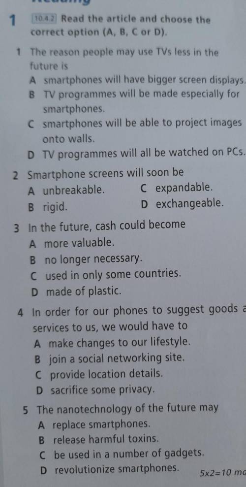 Read the article and choose the correct option 1.The reason people may use TVs less in the future is