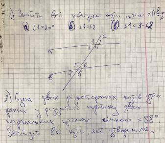 Сума двох різносторонніх кутів утворених у результаті перетину двох паралельних прямих січною =88°.