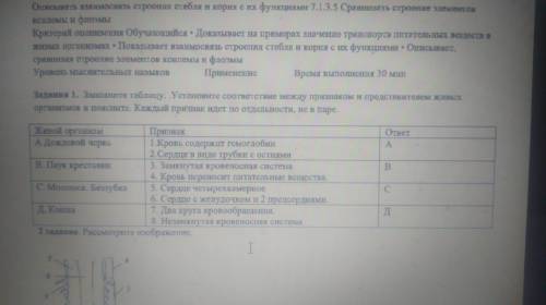 с СОРом 7 класс биология Даю Задания 1. Заполните таблицу. .Установите соответствие между признаком