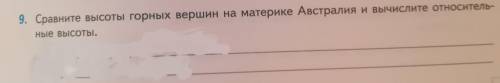 Сравните высоты горных вершин на материке Австралия и вычислите относительные высоты.