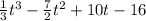 \frac{1}{3}t^3 - \frac{7}{2}t^2 + 10t - 16