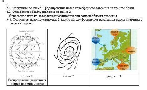 6.1. Объясните по схеме 1 формирование пояса атмосферного давления на планете Земля. 6.2. Определите