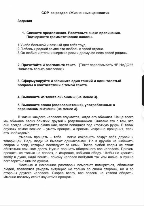 сделать это СОР ПО РУССКОМУ СДЕЛАЙТЕ ВСЕ НОМЕРА 1 , 2 , 3 , 4​ до 30б