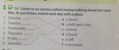 Listen to an actress called Lindsay talking about her next film. As you listen, match each day with