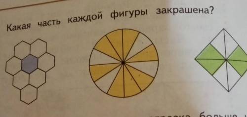 Какая часть каждой фигуры закрашена?​