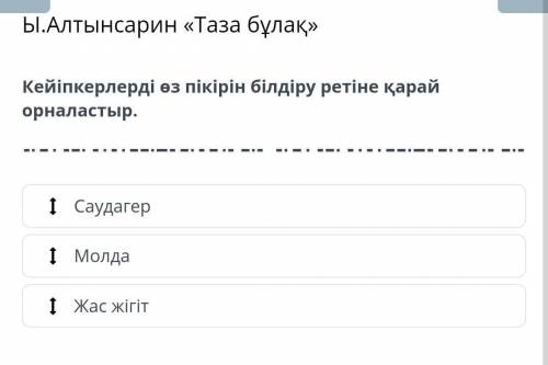 Кейіпкерлерді өз пікірін білдіру ретіне қарай орналастыр ​