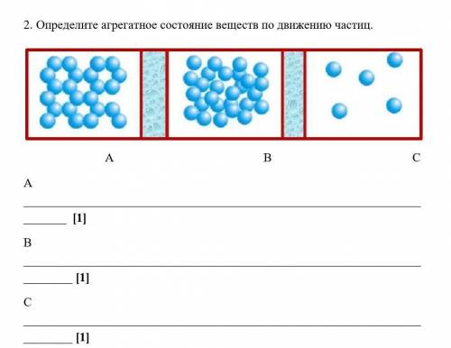 2. Определите агрегатное состояние веществ по движению частиц.​