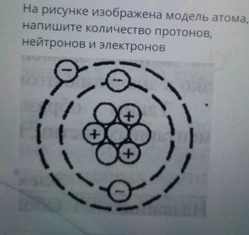 На рисунке изображена модель атома, напишите количество протонов,нейтронов и электронов9.++{ пд