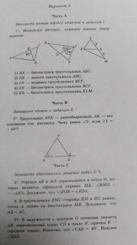 решить вариант по геометрии, 7 класс​