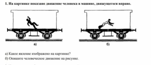 1. На картинке показано движение человека в машине, движущегося вправо. а) Какое явление изображено