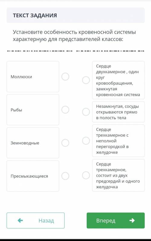 Установите особенность кровеносных системы характерную для представителей классов ​