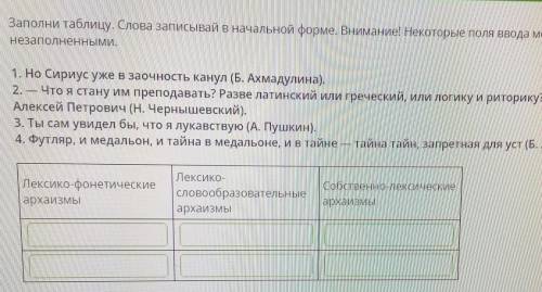 ЭТО ЗАДАНИЕ ДО ЗАВТРА Заполни таблицу. Слова записывай в начальной форме. Внимание! Некоторые поля в