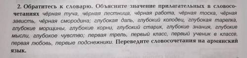 Обратитесь к словарю. Объясните значение прилагательных в словосочетаниях.