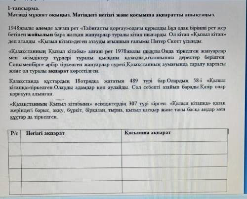 вот текст прочитайте и напишите негизги и косымша акпарат это мой сор по казак тили​