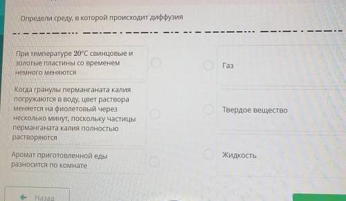 Определи среду, в которой происходит диффузия При температуре 20°С свинцовые иЗолотые пластины со вр