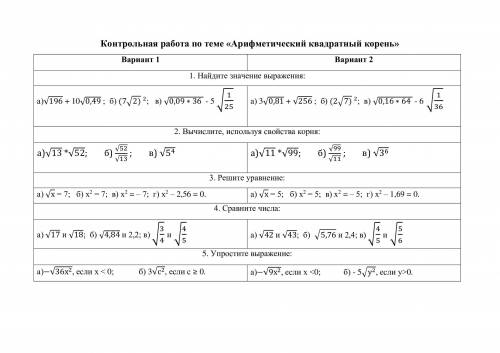 КР по АЛГЕБРЕ (эсле есть чтобы расисанае подробно ) 1 вариант