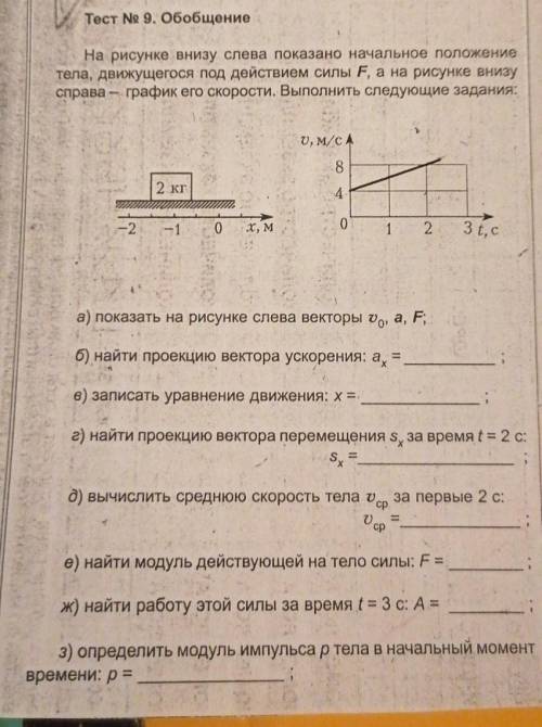 На рисунке внизу слева показано начальное положение тела, движущегося под действием силы F, а на рис